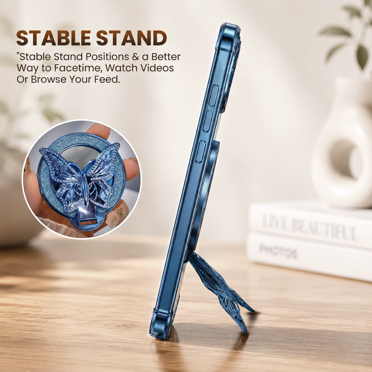 Vivo Y200 5G Premium Butterfly Stand Airbags Case