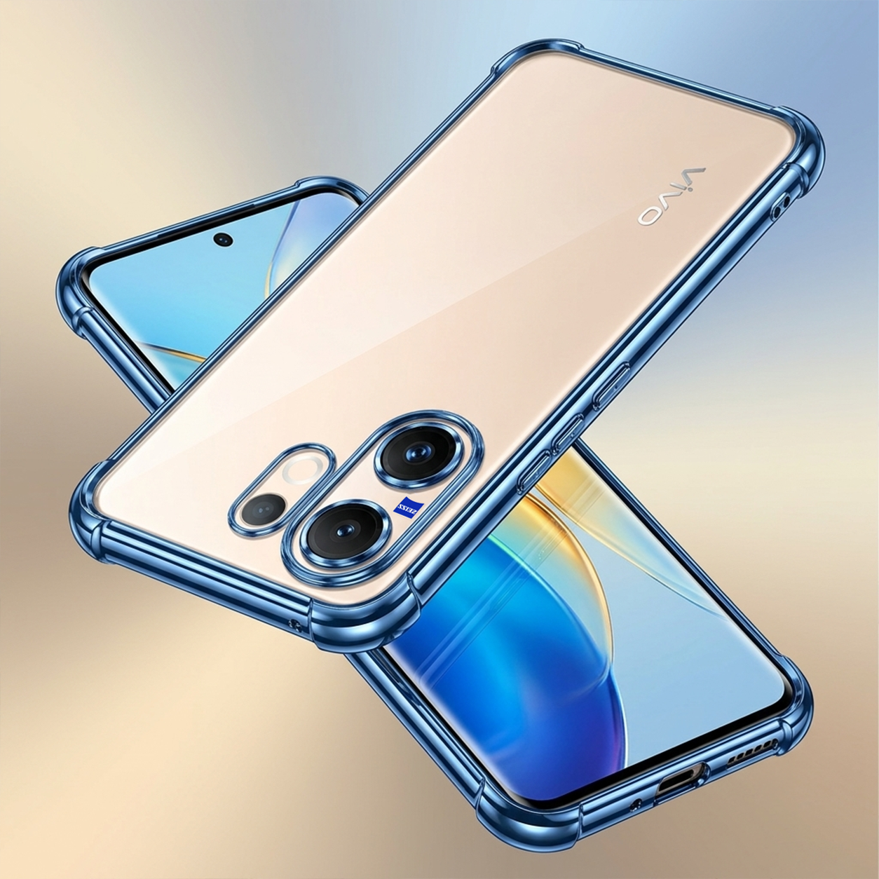 Vivo V60 5G Anti-Yellow Electroplating Transparent Airbags Case