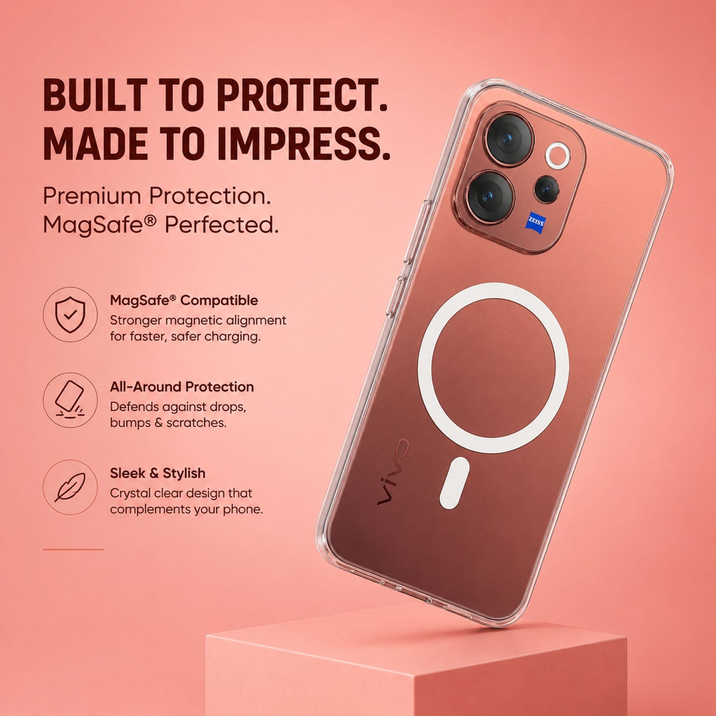 Vivo V70 5G Clear Anti-Yellow MagSafe Protective Case