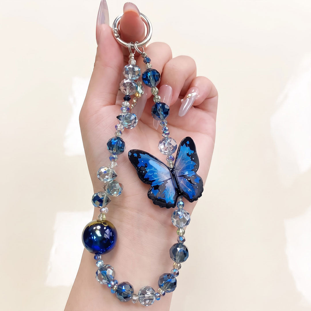 Vivo V40 Pro 5G Luxury Shimmer Airbag Butterfly Stand Case with Charm Strap