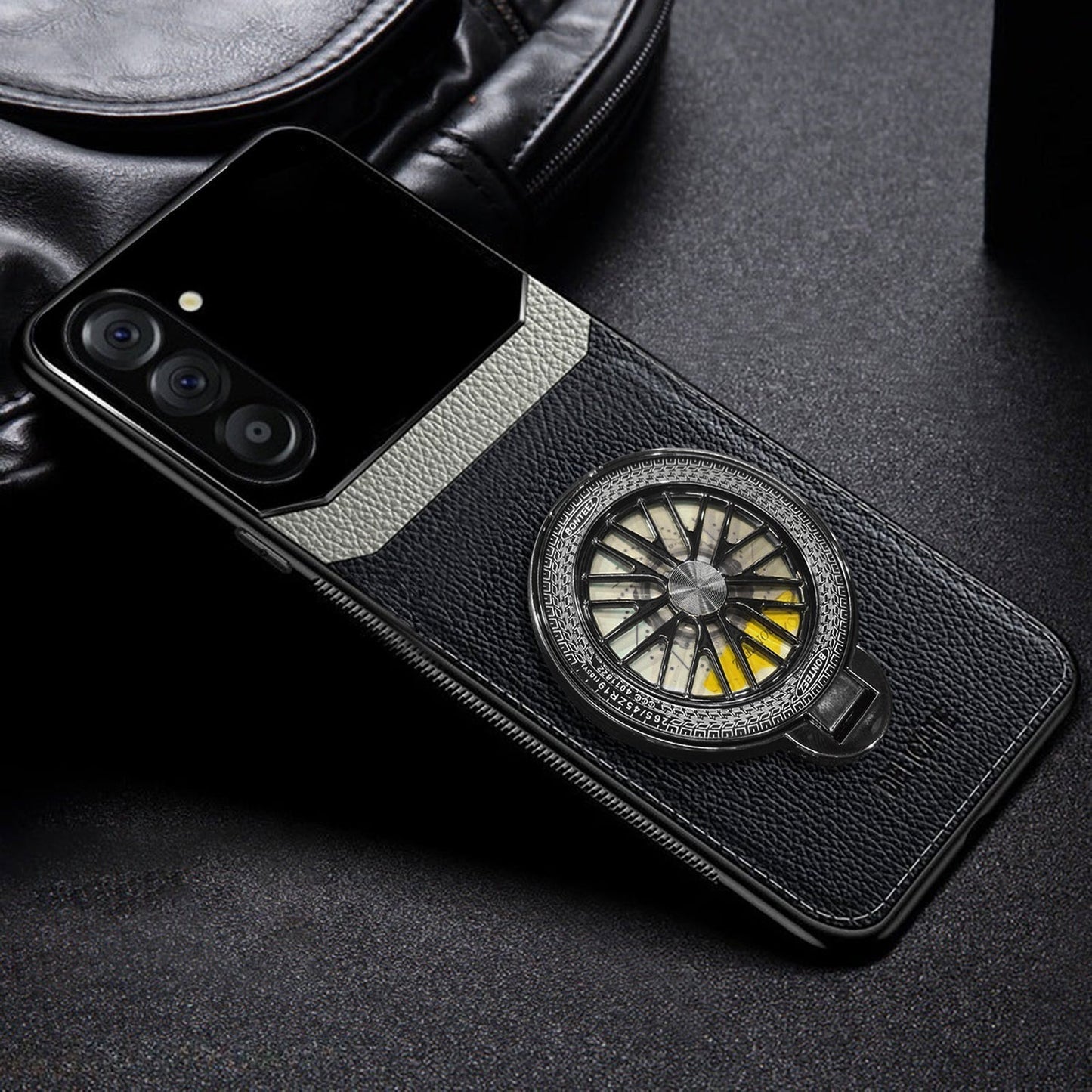 Samsung Galaxy A56 5G Original Luxury Leather Lens Wheel Ring Stand Case