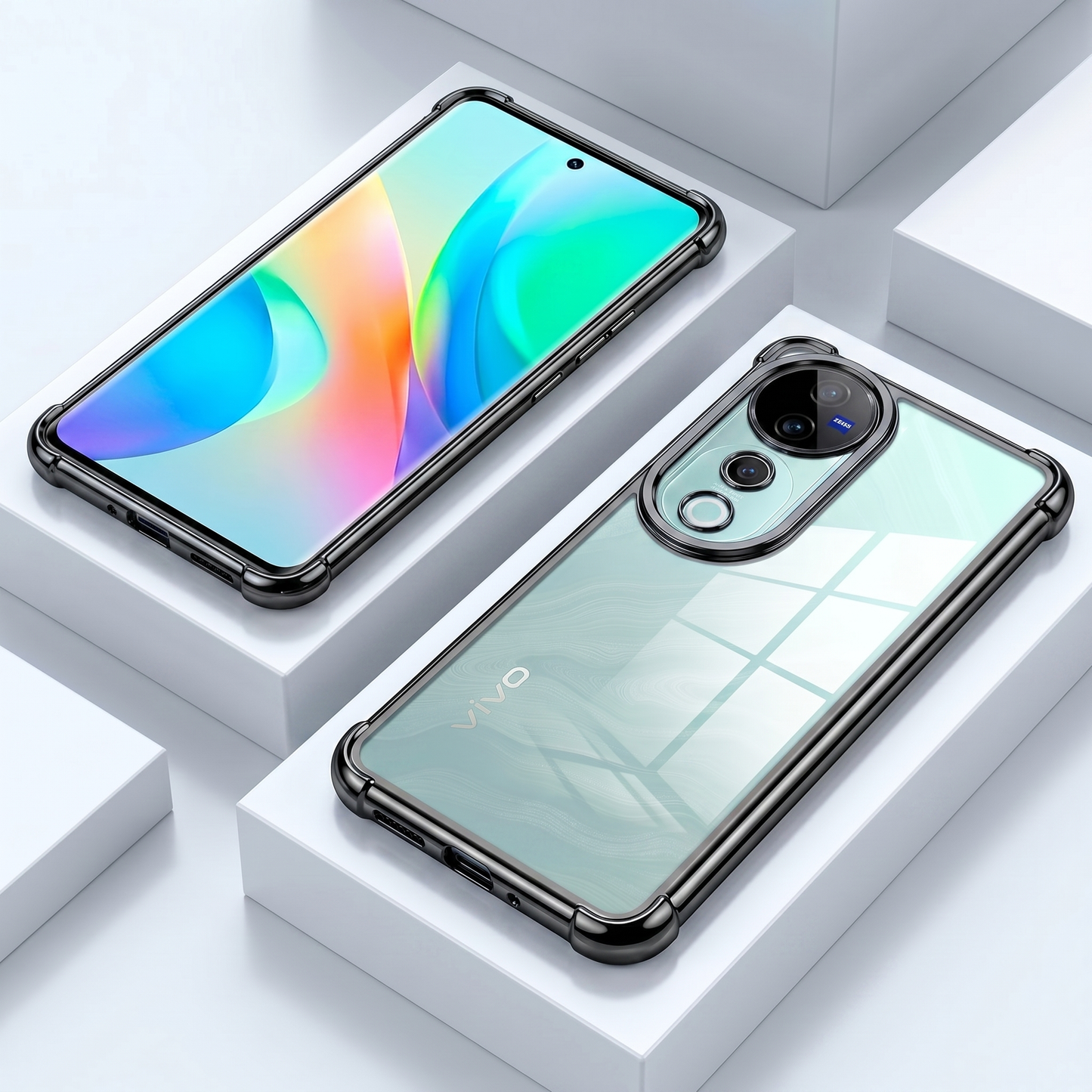 Vivo V40 Pro 5G Anti-Yellow Electroplating Transparent Airbags Case