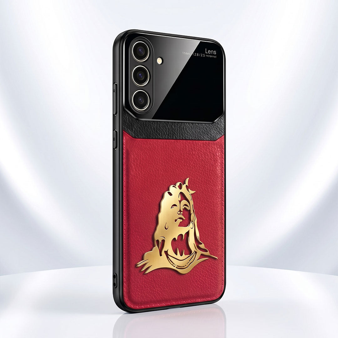 Samsung Galaxy A56 5G Mahadev 3D Gold Metal Leather Back Case