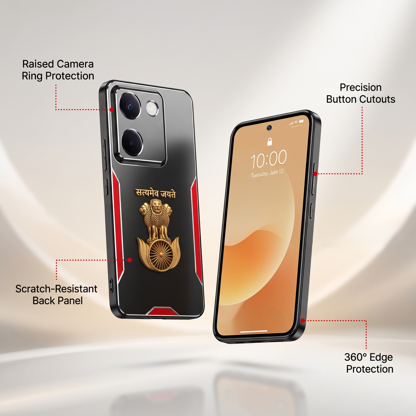 Vivo Y200 Pro 5G Satyamev Jayate 3D Metal Aluminium Back Case