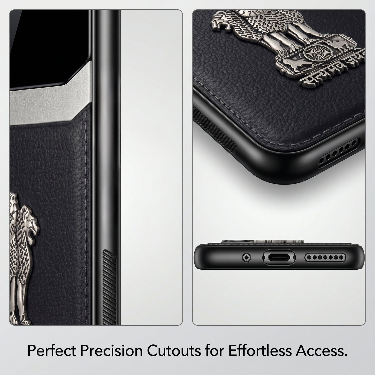 Redmi Note 15 Pro+ 5G Satyamev Jayate 3D Metal Leather Back Case