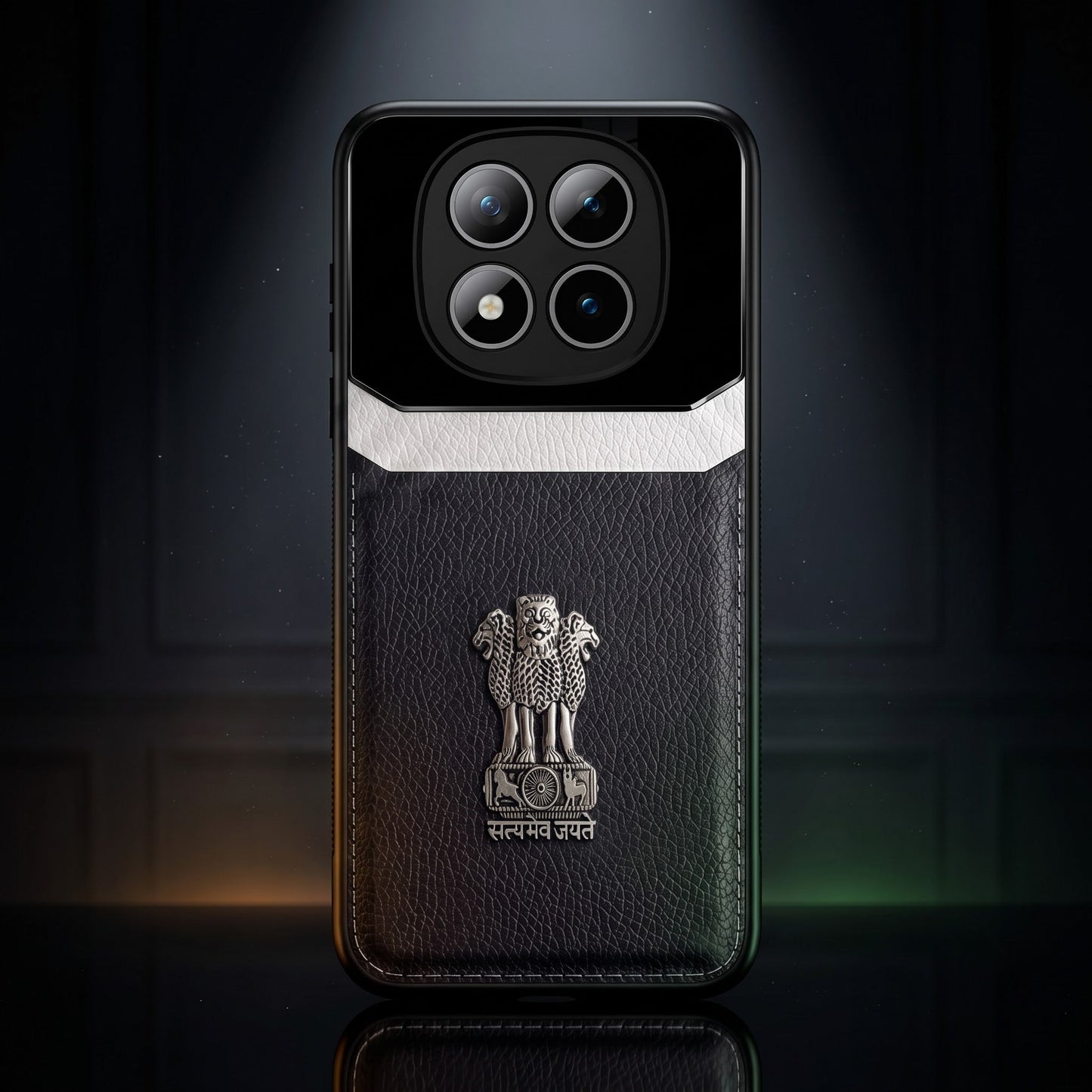 Redmi Note 15 Pro+ 5G Satyamev Jayate 3D Metal Leather Back Case