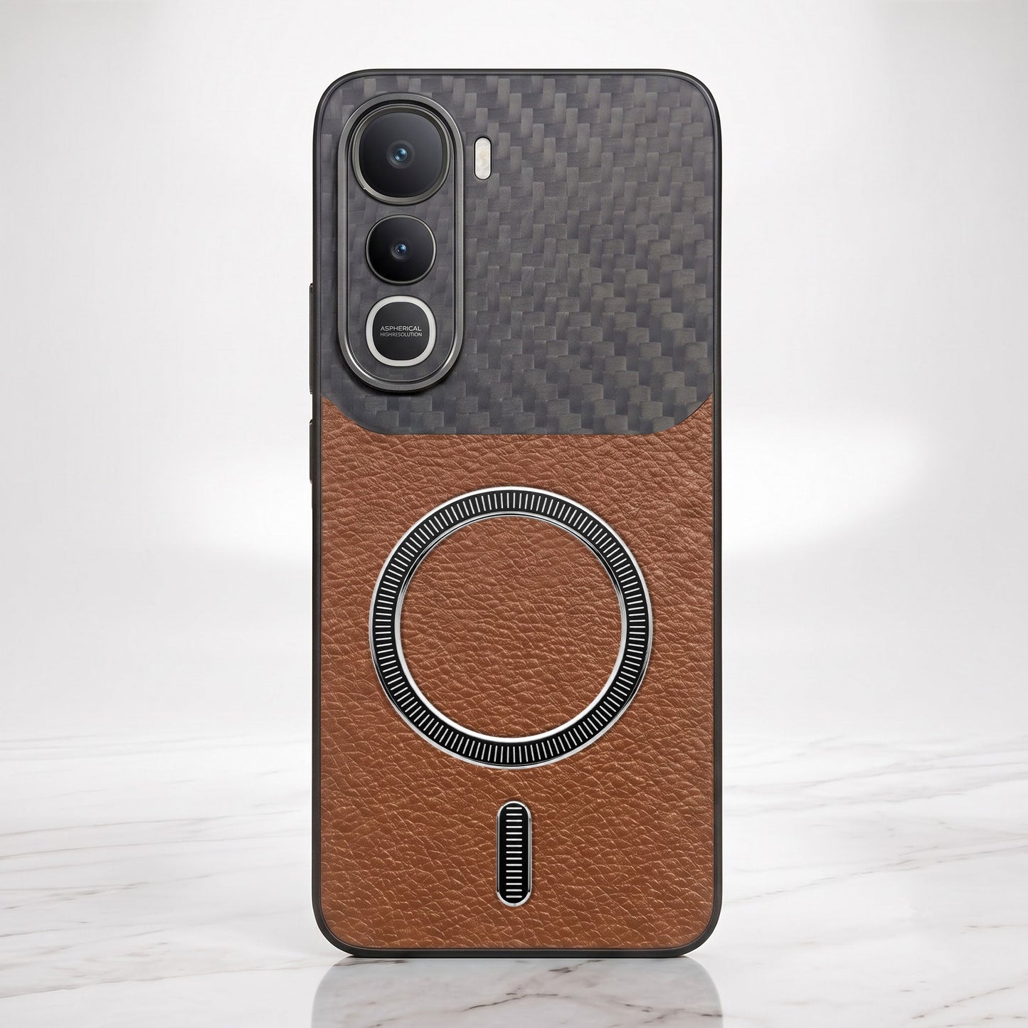 Vivo Y400 Pro 5G Carbon Fiber Leather Hybrid MagSafe Magnetic Case