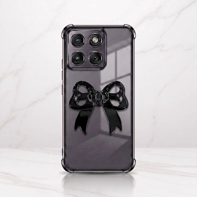 Motorola Edge 70 5G Stylish Bow Knot Stand Transparent Shockproof Airbag Phone Case