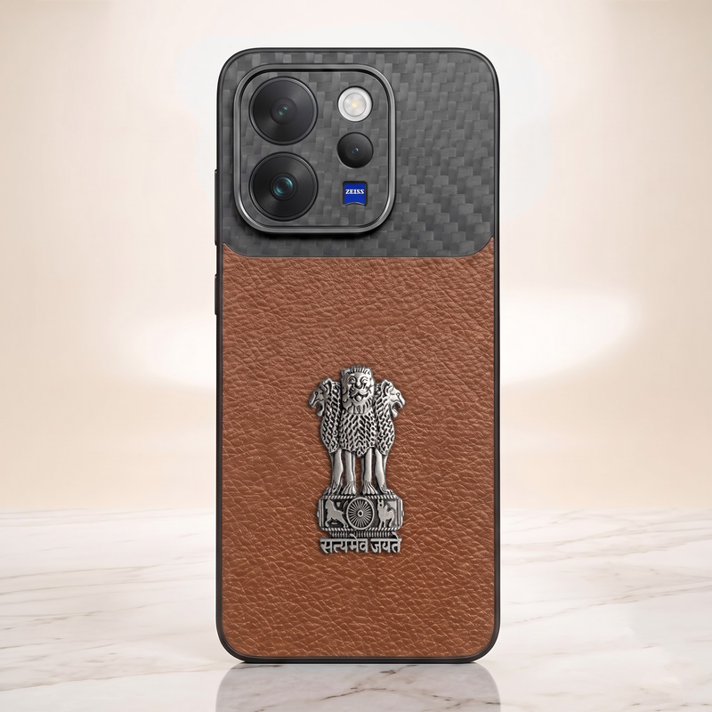 Vivo V70 5G Satyamev Jayate Carbon Fiber Leather Hybrid Phone Case