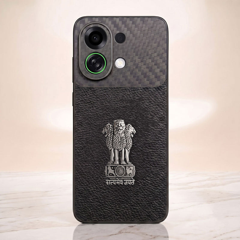 Oppo K13 Turbo 5G Satyamev Jayate Carbon Fiber Leather Hybrid Phone Case