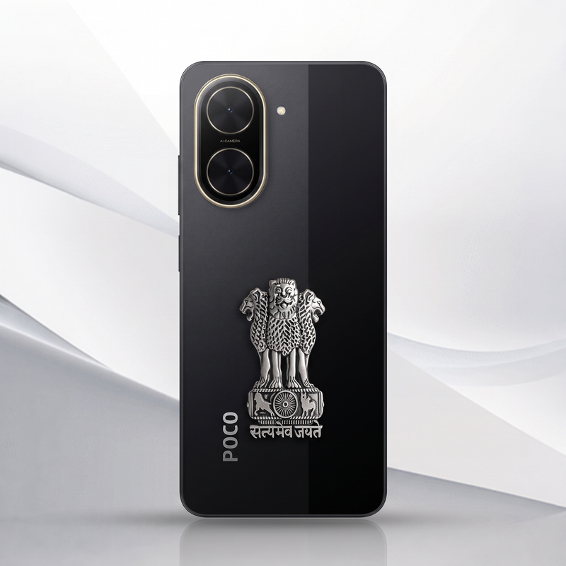 POCO C71 5G Compatible Satyamev Jayate 3D Metal Emblem Sticker