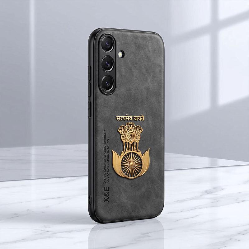Samsung Galaxy A35 5G Satyamev Jayate Comfortable Leather Phone Case