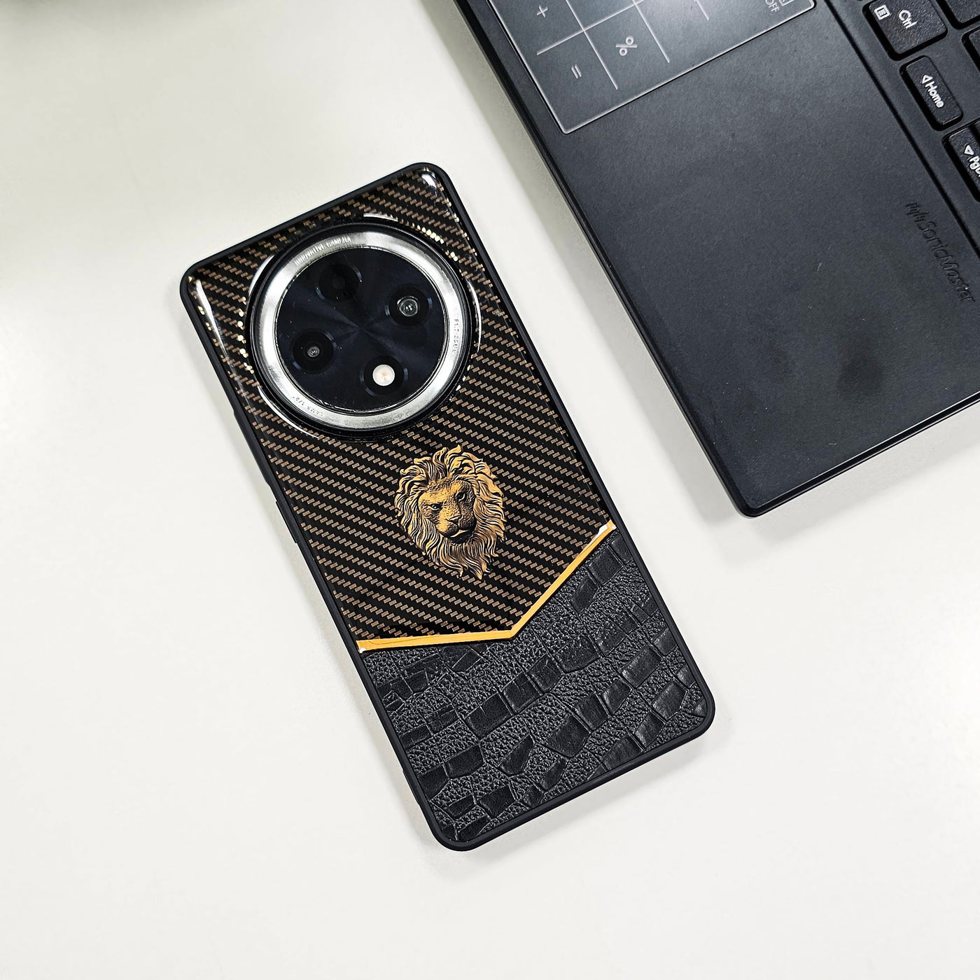 Oppo F27 PRO+ 5G Luxury Lion Pattern Leather And Liquid Silicone Case