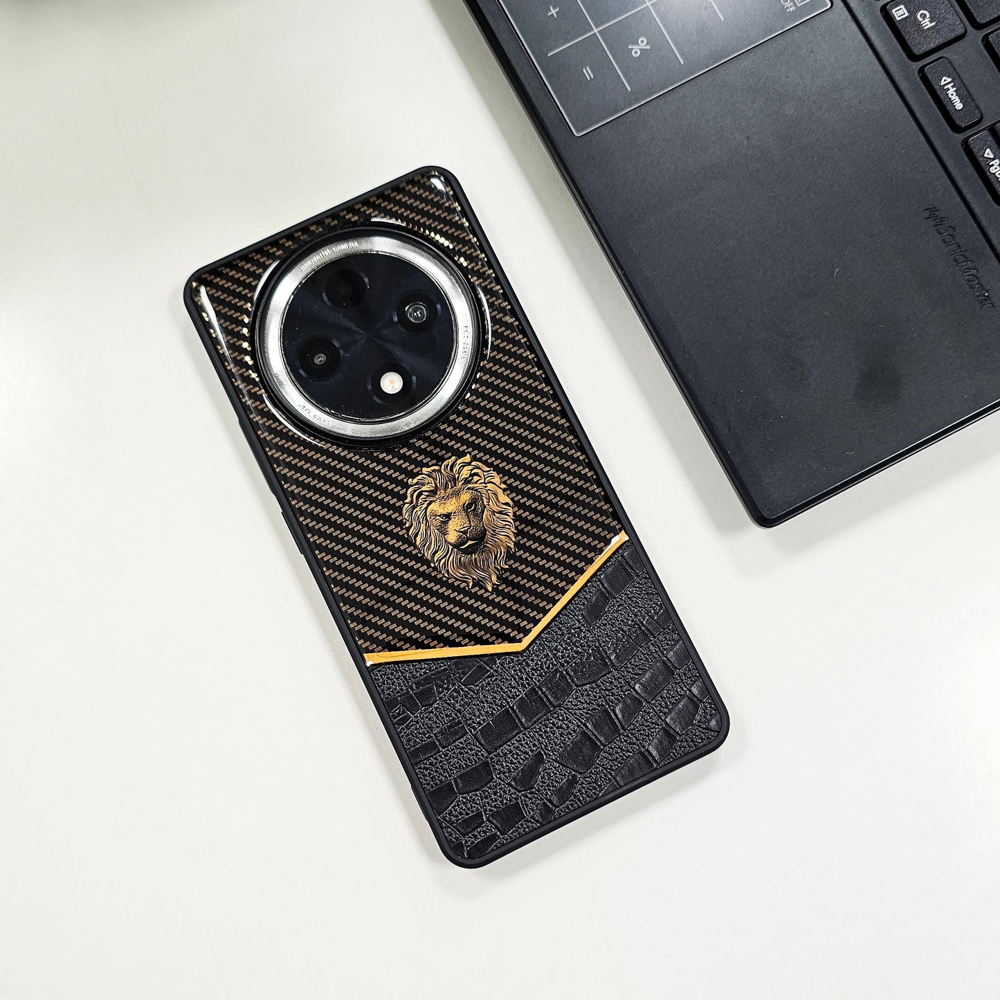 Oppo F27 PRO+ 5G Luxury Lion Pattern Leather And Liquid Silicone Case