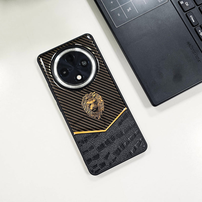 Oppo F27 PRO+ 5G Luxury Lion Pattern Leather And Liquid Silicone Case