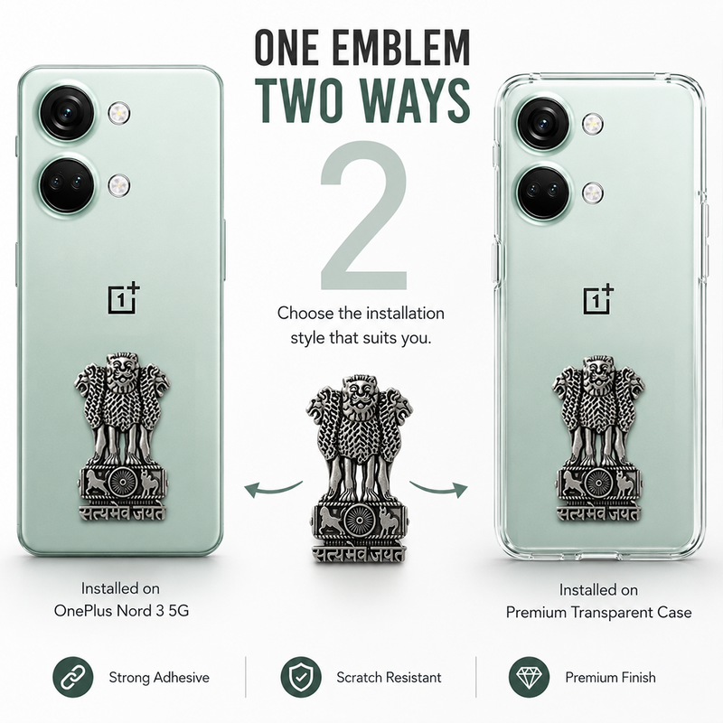 OnePlus Nord 3 5G Compatible Satyamev Jayate 3D Metal Emblem Sticker
