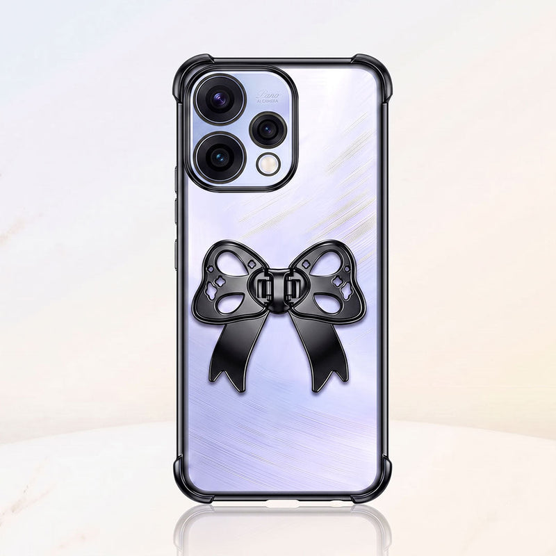 Oppo Reno 15 5G Stylish Bow Knot Stand Transparent Shockproof Airbag Phone Case