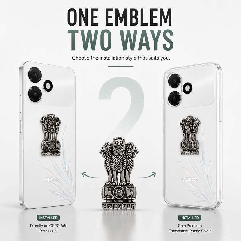 Oppo A6c 5G Compatible Satyamev Jayate 3D Metal Emblem Sticker