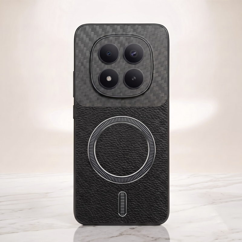 Redmi Note 15 Pro+ 5G Carbon Fiber Leather Hybrid MagSafe Magnetic Case