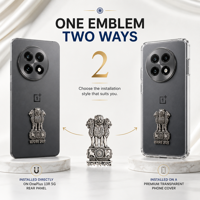 OnePlus 13R 5G Compatible Satyamev Jayate 3D Metal Emblem Sticker