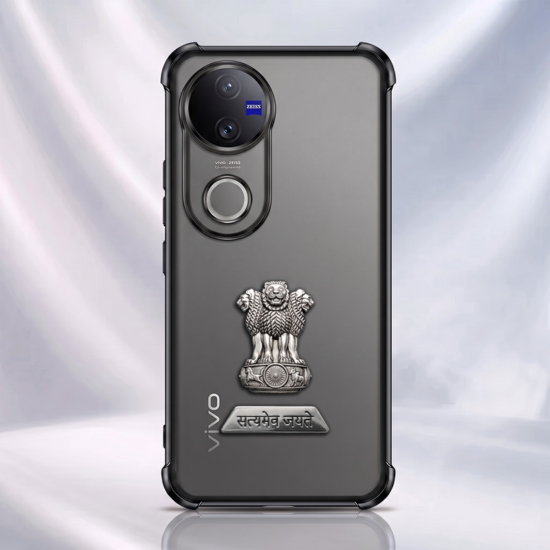 Vivo V50 5G Satyamev Jayate 2-in-1 Emblem Transparent Shockproof Airbag Case