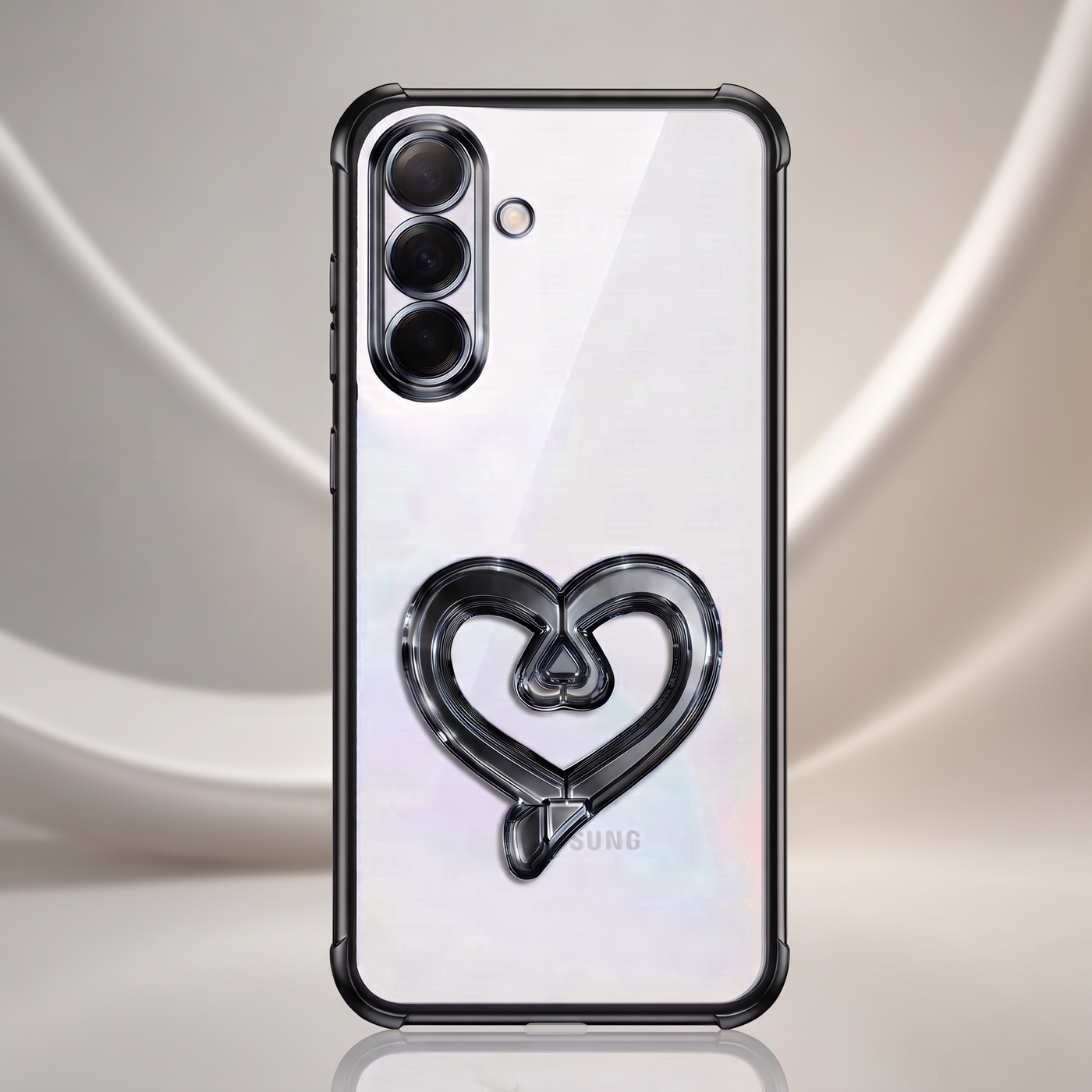 Samsung Galaxy A16 5G Premium Heart Stand Transparent Shockproof Airbag Phone Case