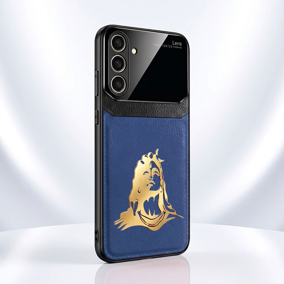 Samsung Galaxy A34 5G Mahadev 3D Gold Metal Leather Back Case