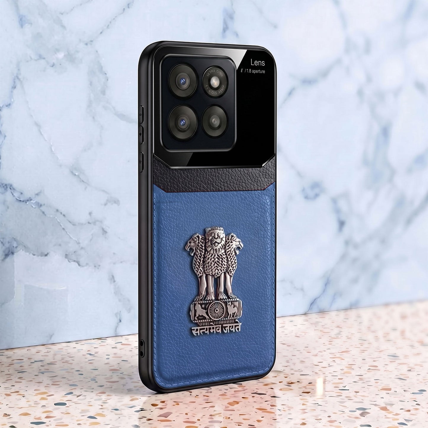 Motorola Edge 60 Pro 5G Satyamev Jayate 3D Metal Leather Back Case