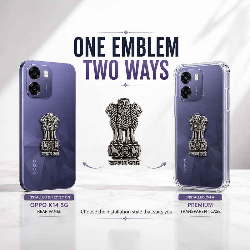 Oppo K14 5G Compatible Satyamev Jayate 3D Metal Emblem Sticker