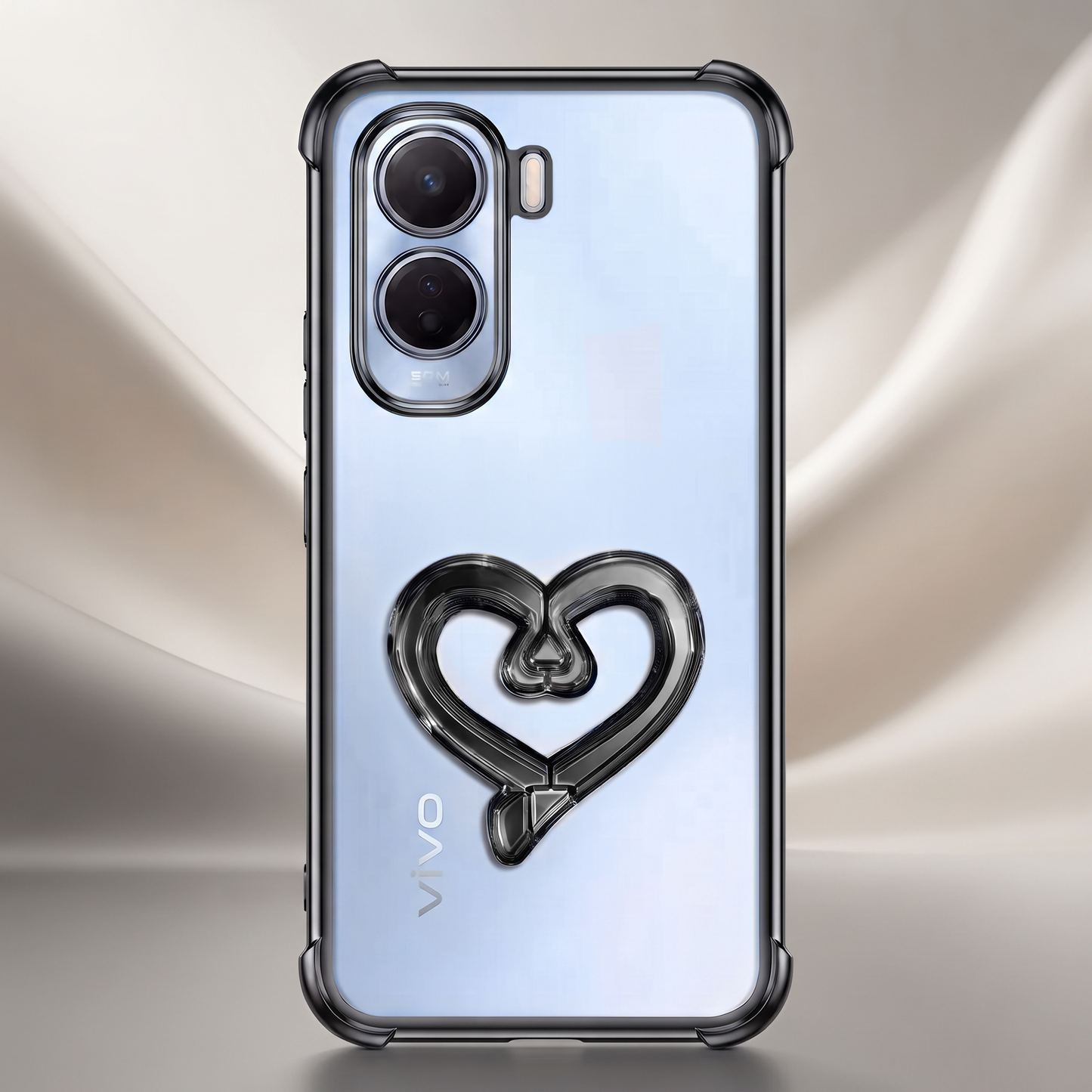 Vivo T5 Pro 5G Premium Heart Stand Transparent Shockproof Airbag Phone Case