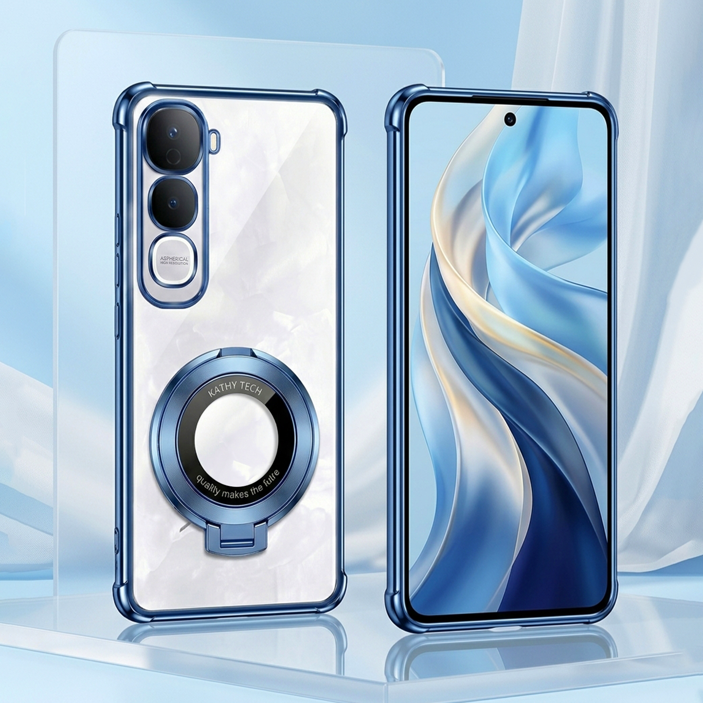 Vivo Y400 Pro 5G Original Luxury Magnifier Ring Stand Shockproof Airbags Corner Case
