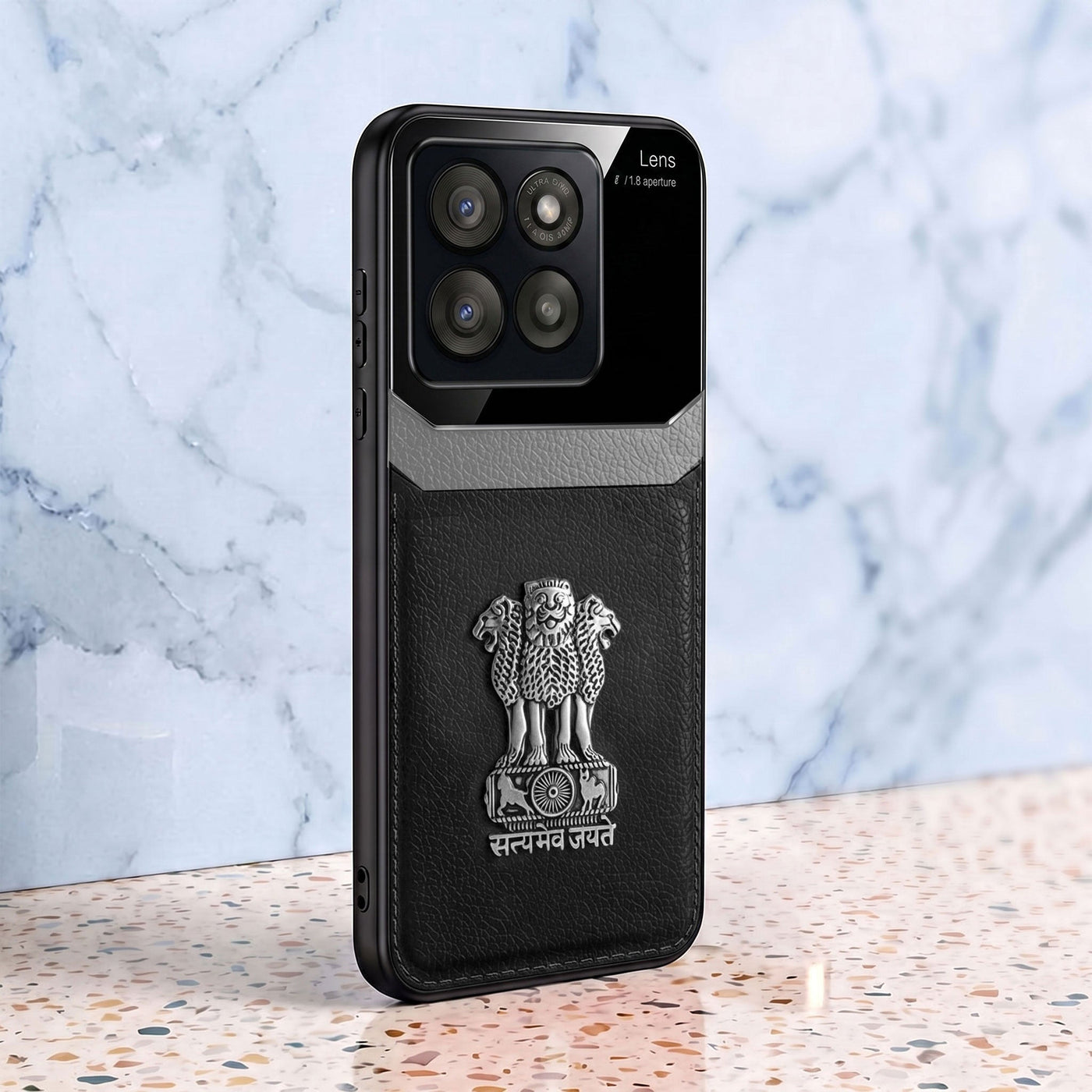 Motorola Edge 60 Fusion 5G Satyamev Jayate 3D Metal Leather Back Case