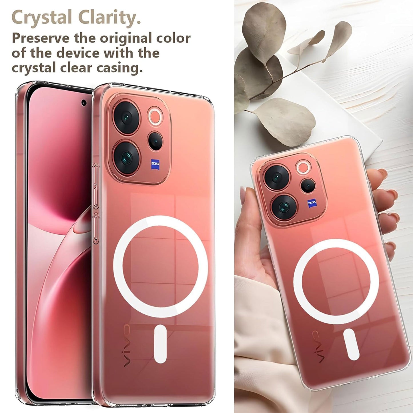 Vivo V70 5G Clear Anti-Yellow MagSafe Protective Case