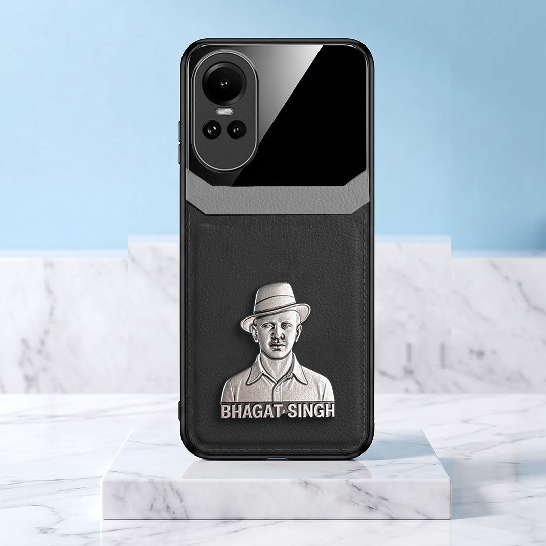Oppo Reno 10 5G Shaheed Bhagat Singh 3D Metal Leather Back Case