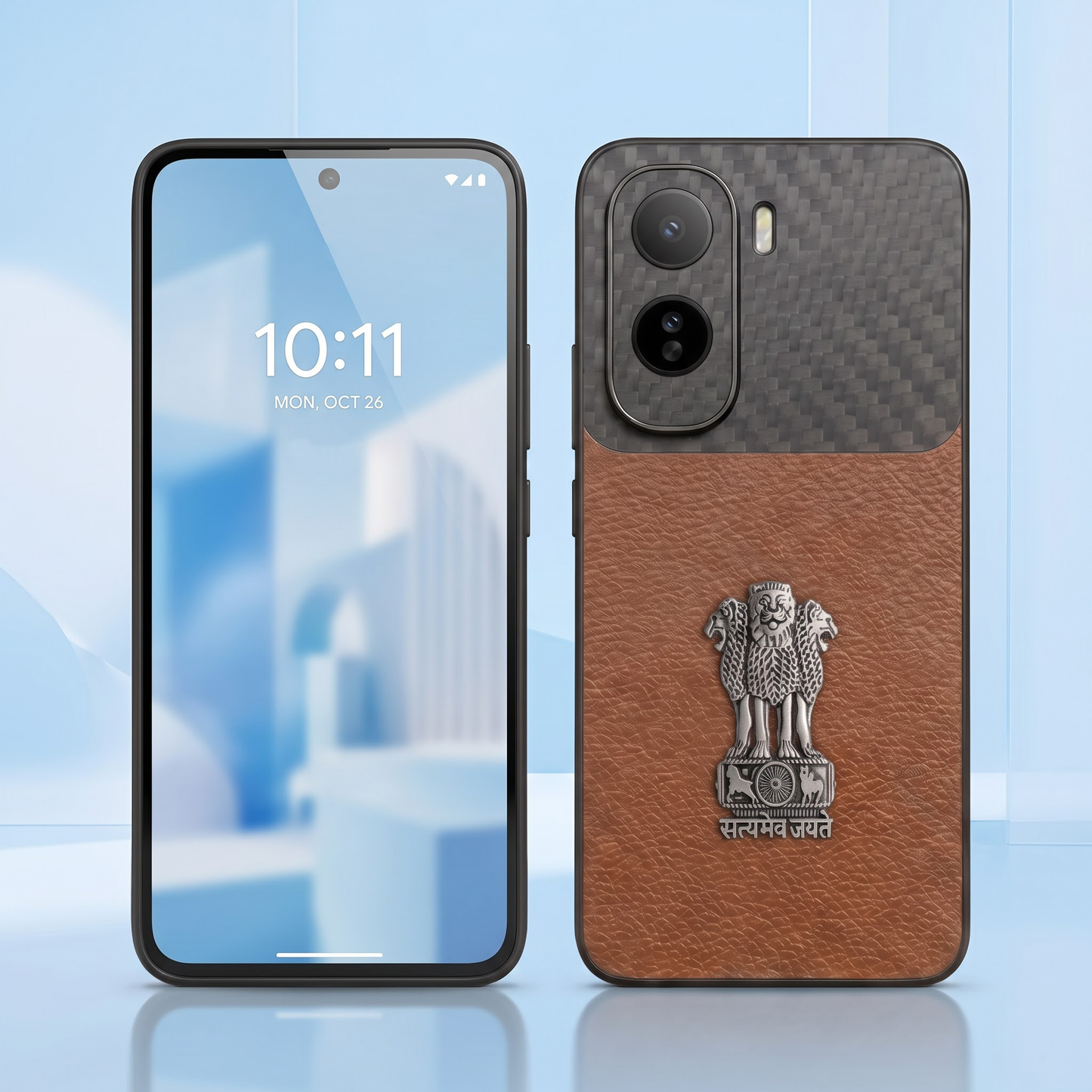 Vivo T5 Pro 5G Satyamev Jayate Carbon Fiber Leather Hybrid Phone Case