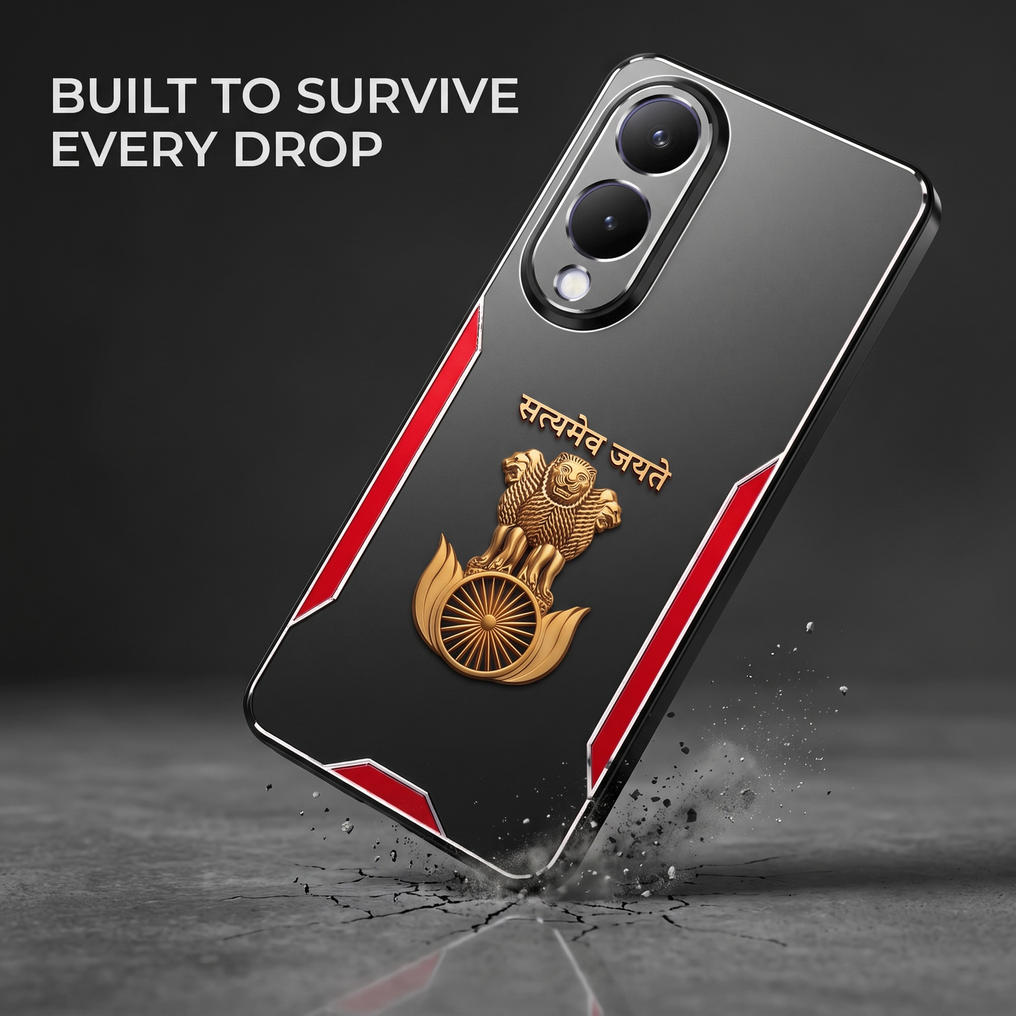 Vivo Y28 5G Satyamev Jayate 3D Metal Aluminium Back Case