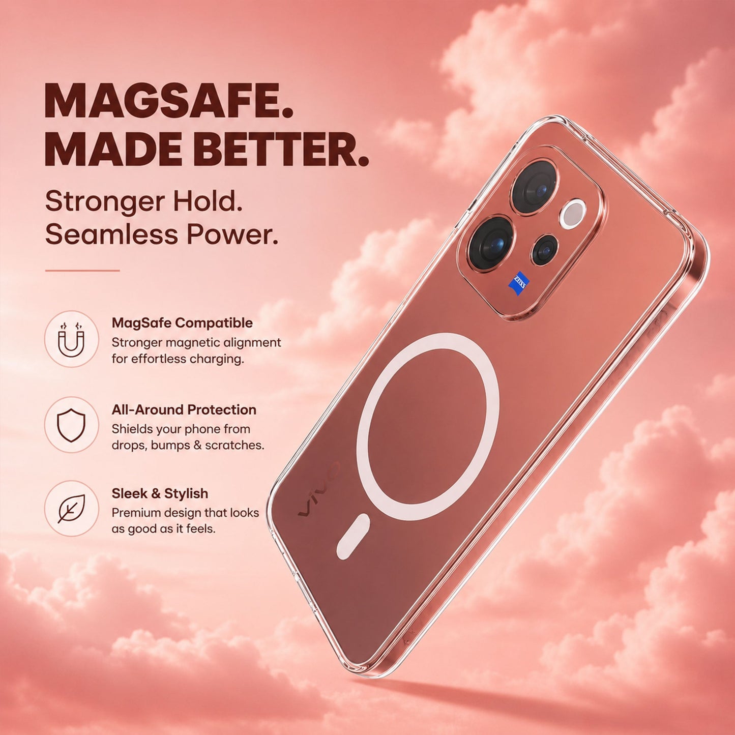 Vivo V70 5G Clear Anti-Yellow MagSafe Protective Case