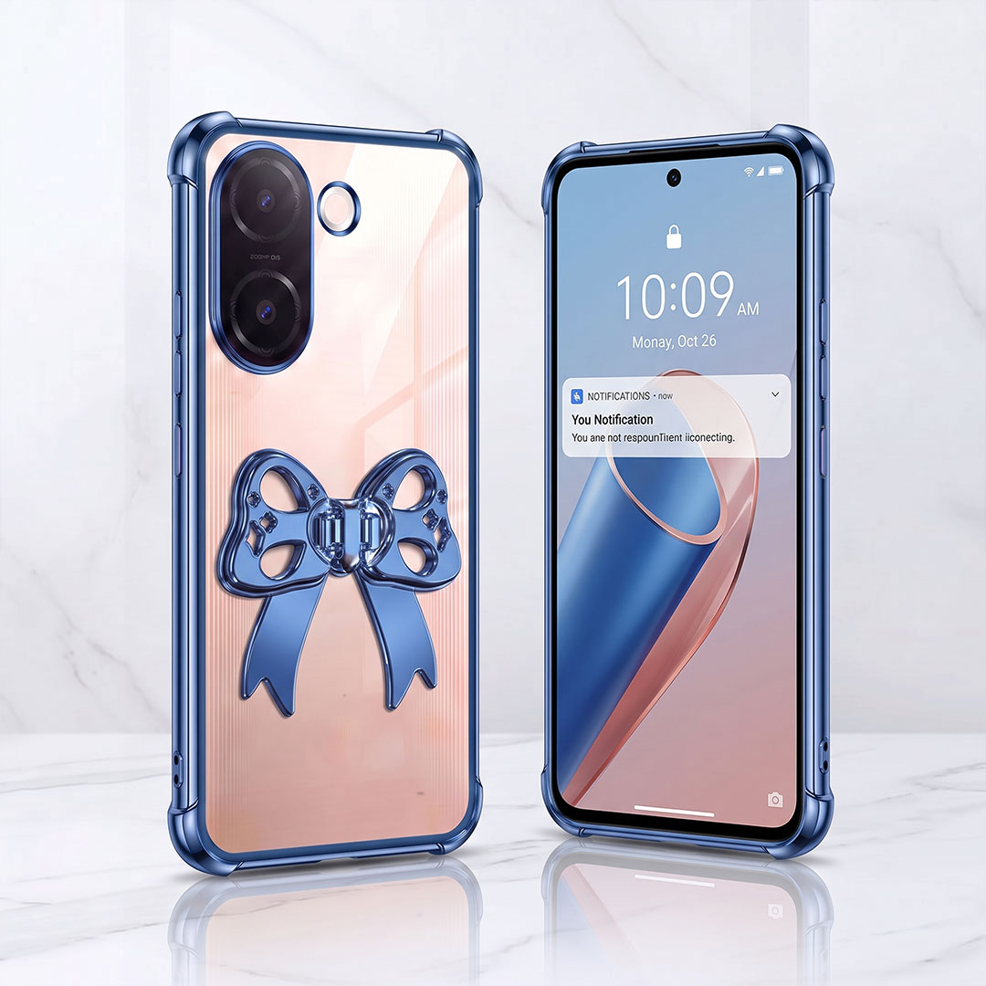 Vivo V60e 5G Stylish Bow Knot Stand Transparent Shockproof Airbag Phone Case