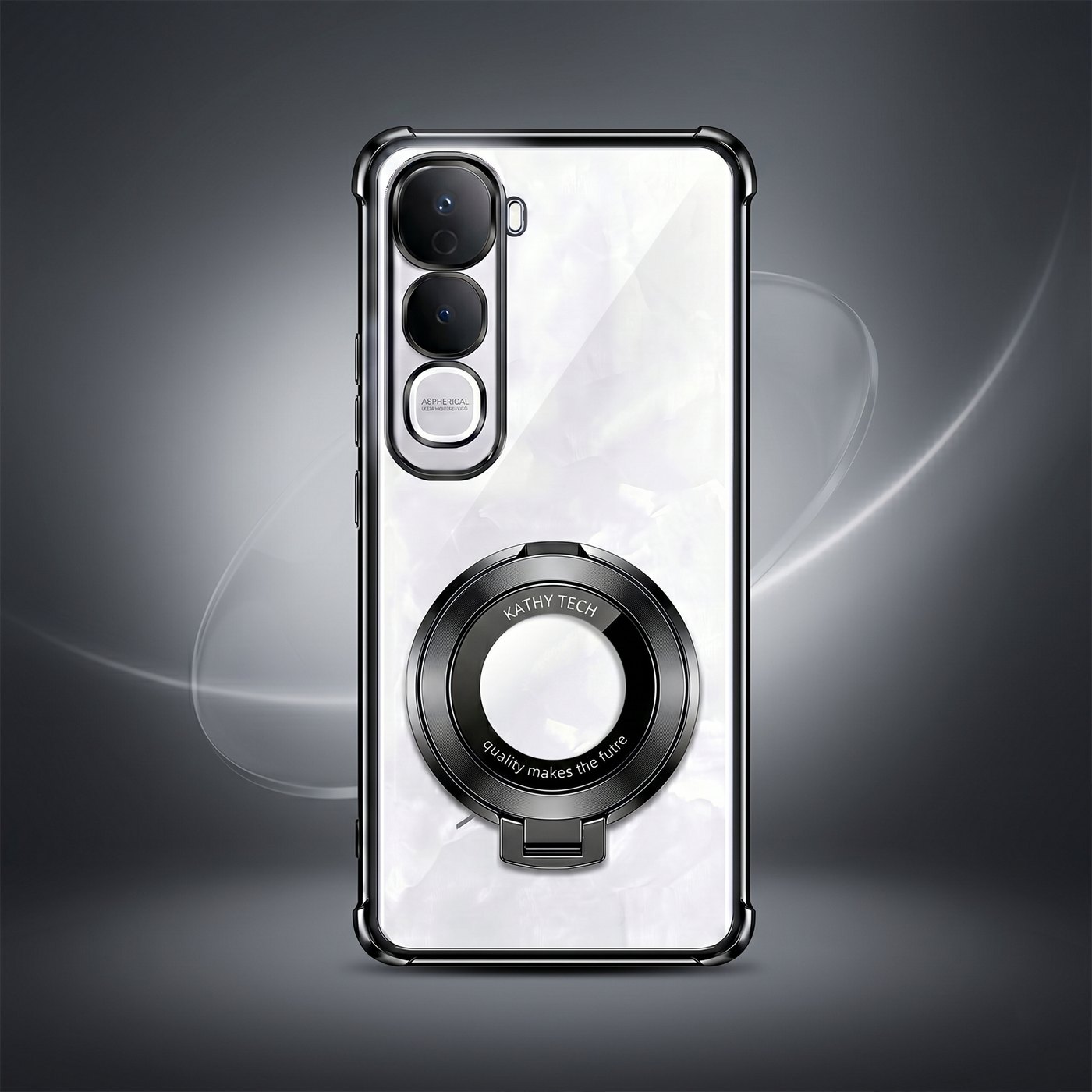 Vivo Y400 Pro 5G Original Luxury Magnifier Ring Stand Shockproof Airbags Corner Case