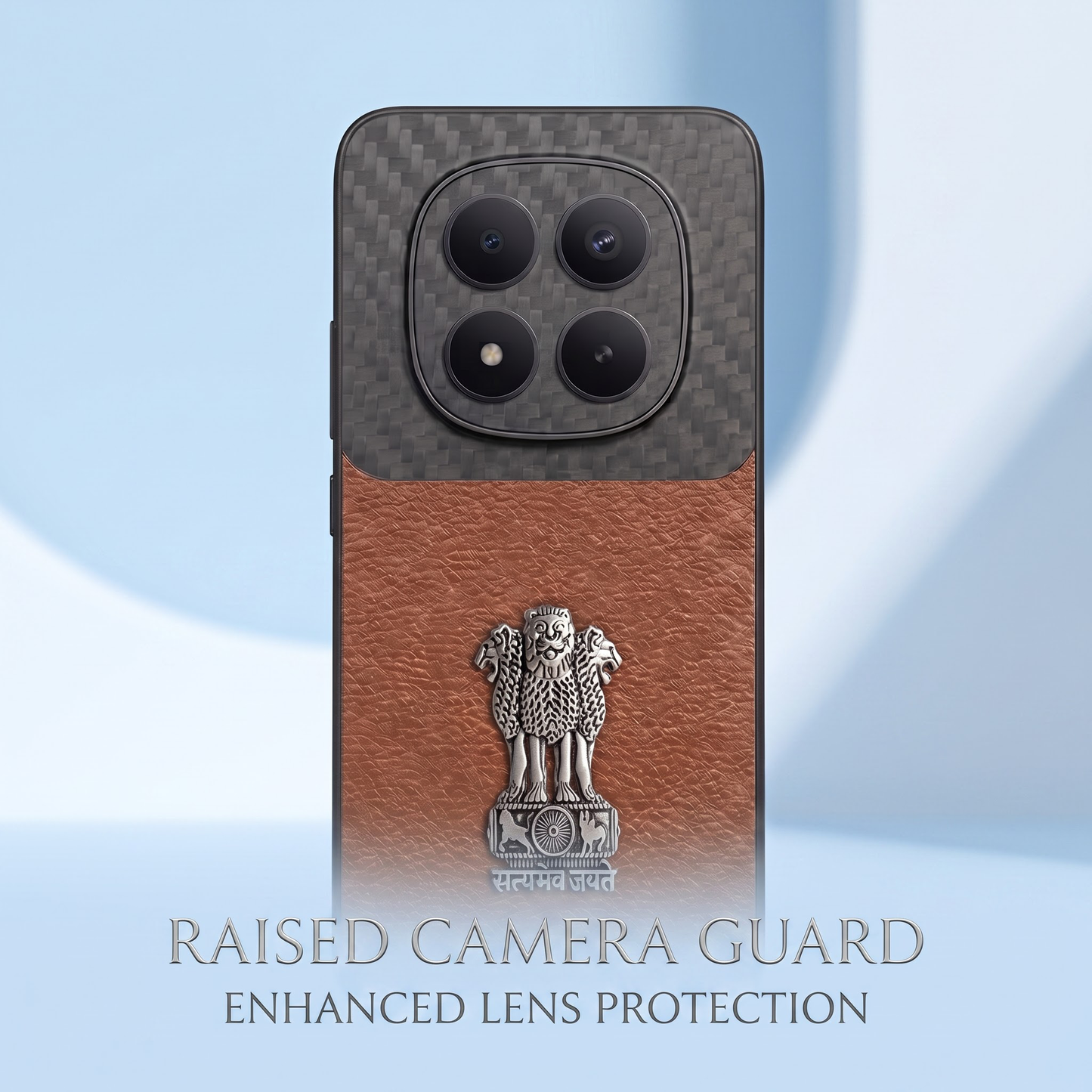 Redmi Note 15 Pro Plus 5G Satyamev Jayate Carbon Fiber Leather Hybrid Phone Case