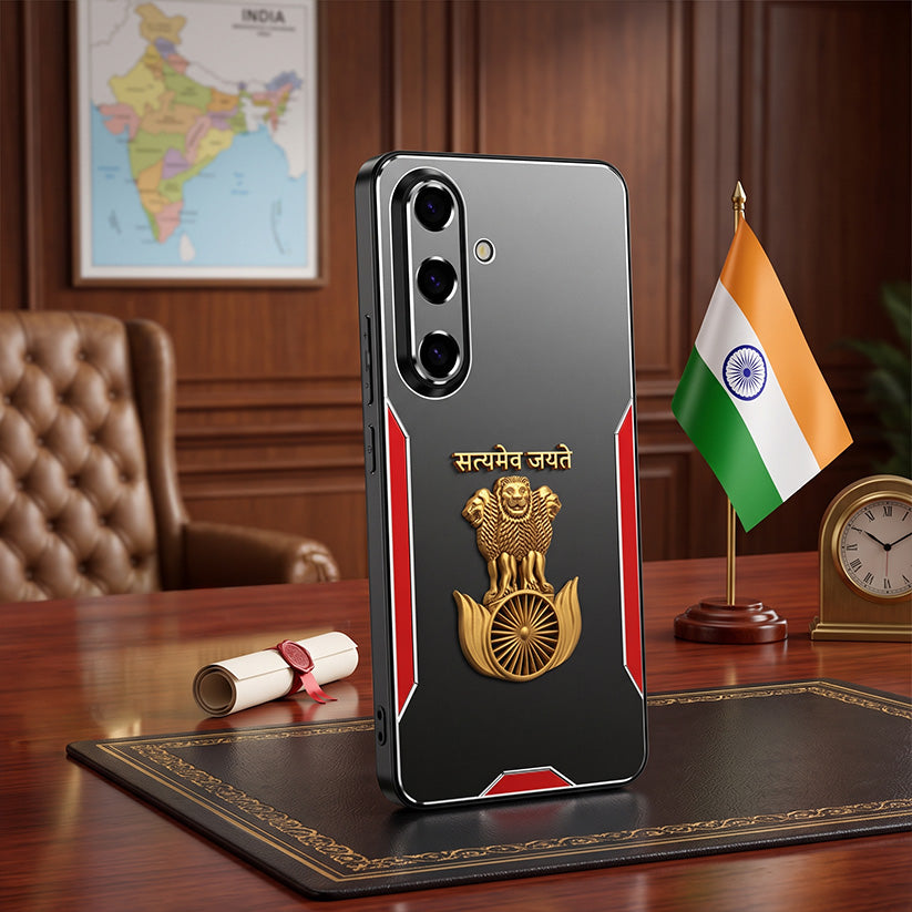 Samsung Galaxy A56 5G Satyamev Jayate 3D Metal Aluminium Back Case