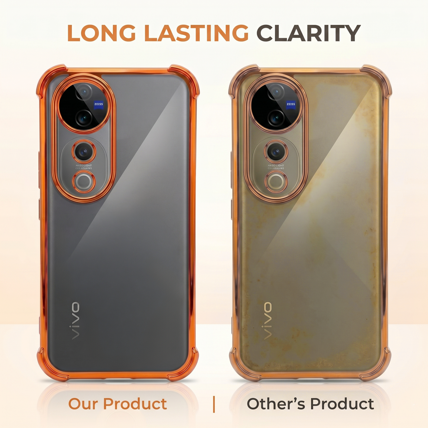 Vivo v40 Pro 5G Premium Shockproof Transparent Airbag Cosmic Orange Case