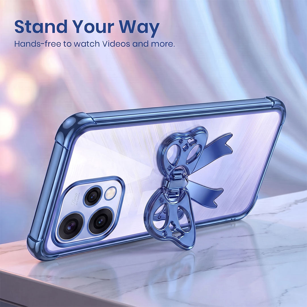Oppo Reno 15 5G Stylish Bow Knot Stand Transparent Shockproof Airbag Phone Case