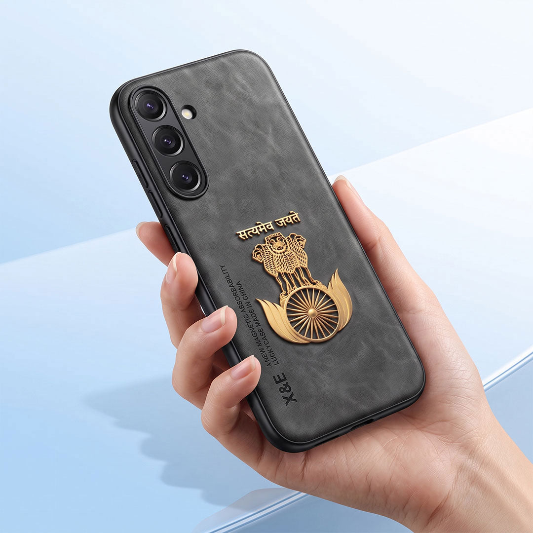 Samsung Galaxy A35 5G Satyamev Jayate Comfortable Leather Phone Case
