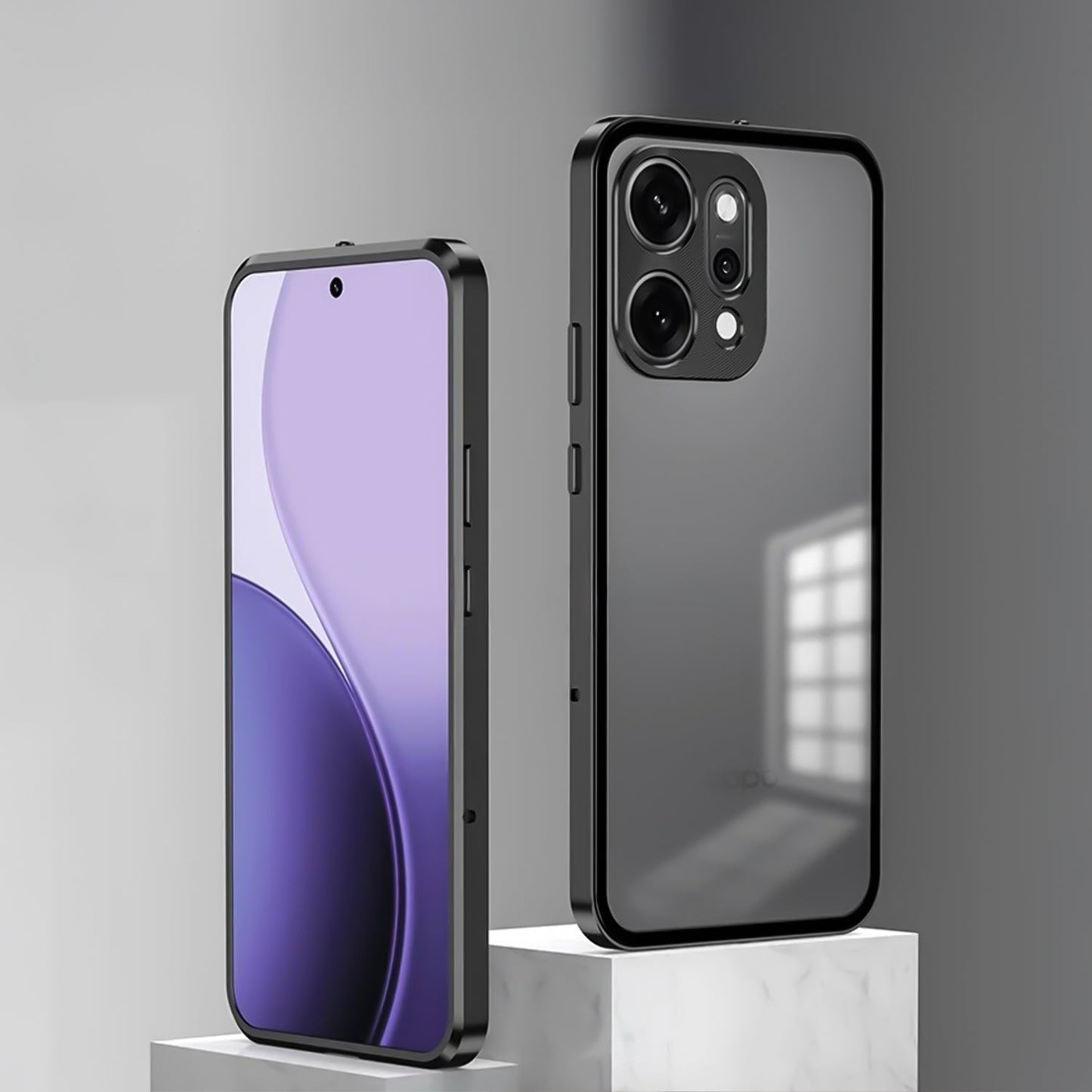 Oppo Reno 14 5G Aluminium Metal Bumper Shield Transparent Back Case