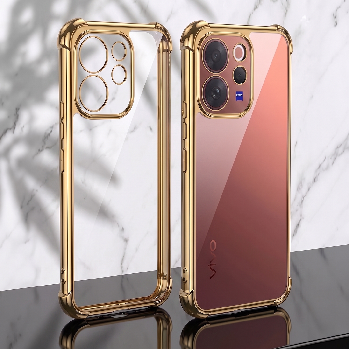 Vivo V70 5G Anti-Yellow Electroplating Transparent Airbags Case