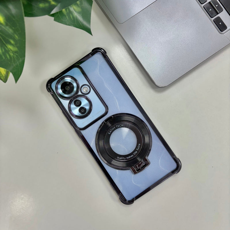 Oppo F25 Pro 5G Original Luxury Magnifier Ring Stand Shockproof Airbags Corner Case