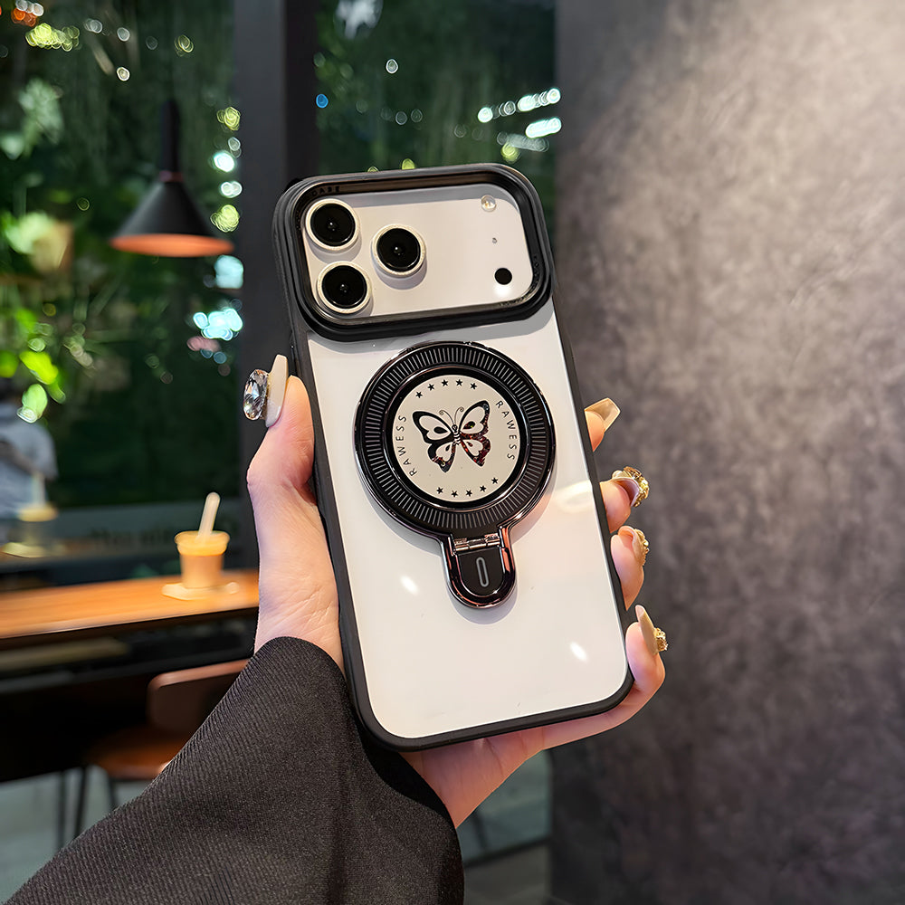 iPhone 17 Pro / 17 Pro Max Luxury Butterfly Ring Stand Shockproof Magnetic Magsafe Case