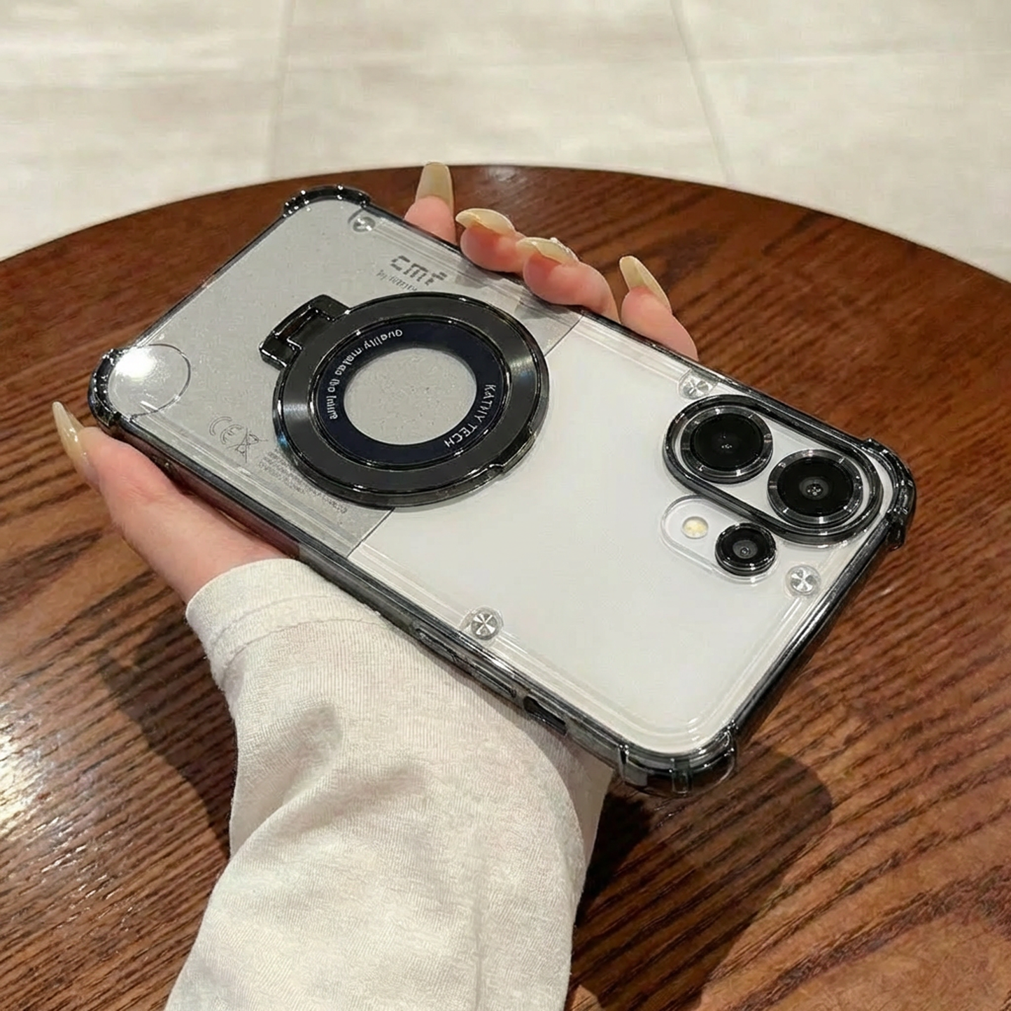 Nothing Phone 2 Pro 5G Original Luxury Magnifier Ring Stand Shockproof Airbags Corner Case