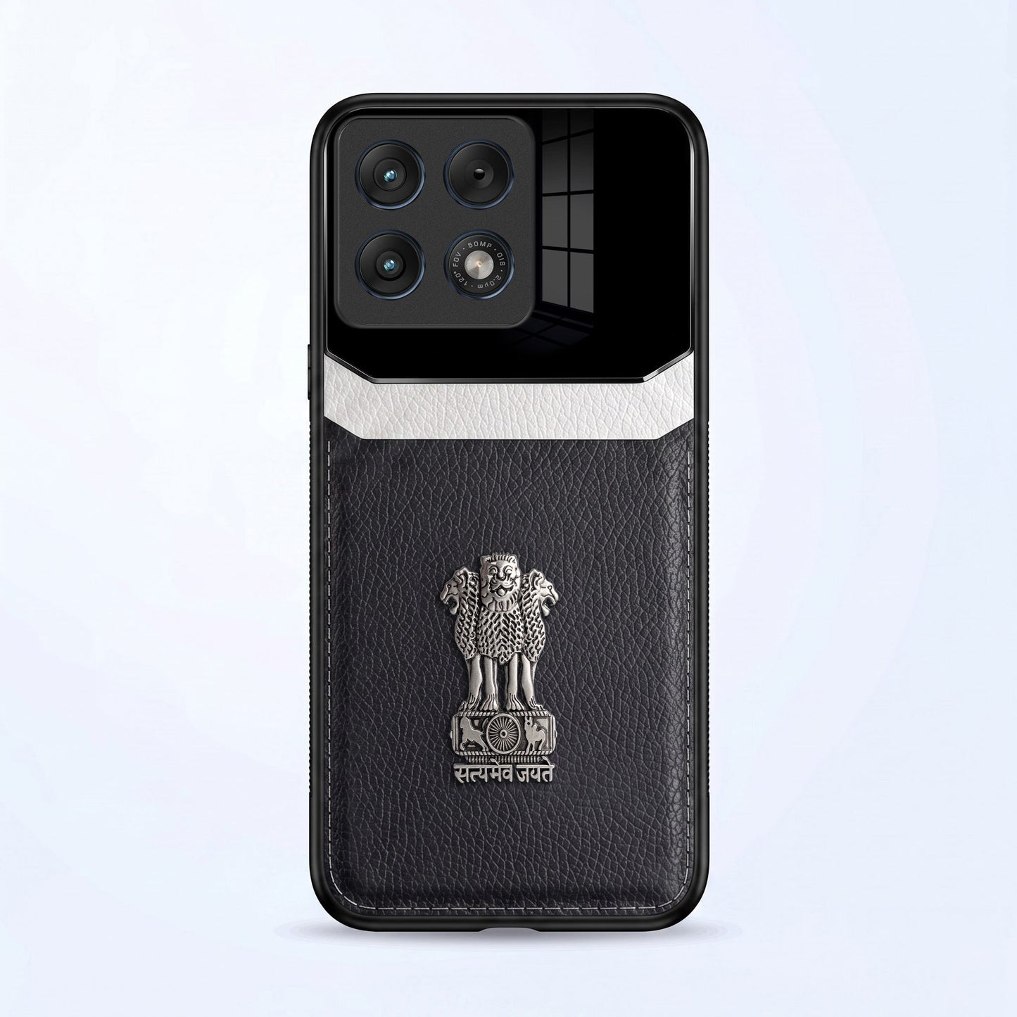 Motorola Edge 70 Pro 5G Satyamev Jayate 3D Metal Leather Back Case